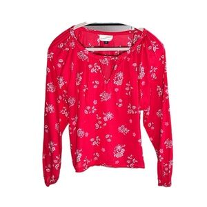 Red Floral Lightweight Long Sleeve Top | Universal Thread Medium
